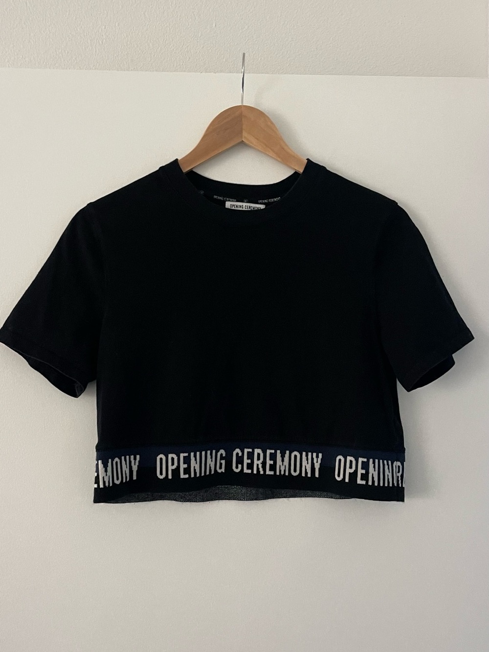 Opening Ceremony Black Cropped Logo Band Tee